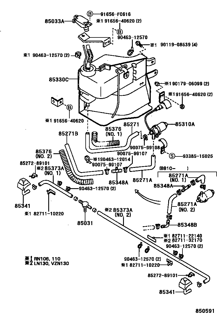 Toyota HILUX 前大灯清洗器 EPC diagram — 850591