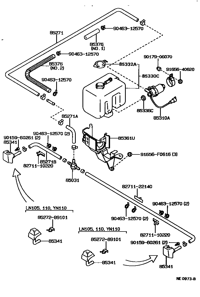 Toyota HILUX 前大灯清洗器 EPC diagram — NE0973B
