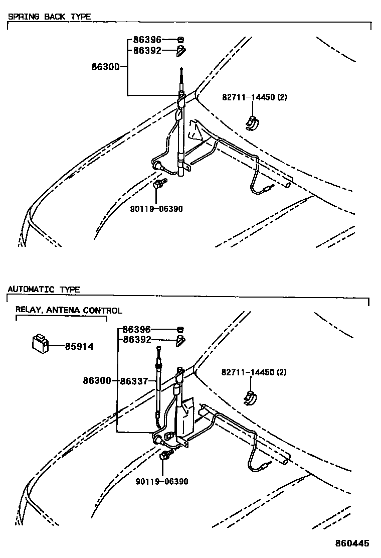 Toyota HILUX antenna EPC diagram — 860445