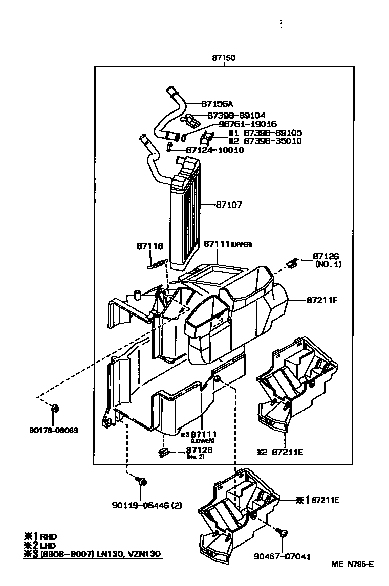 Toyota HILUX 暖风和空调系统 - 加热装置和鼓风机 EPC diagram — MEN795E