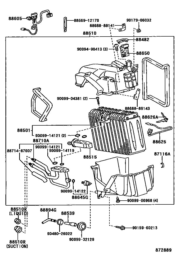 Toyota HILUX 暖风和空调系统 - 冷却器组件 EPC diagram — 872889