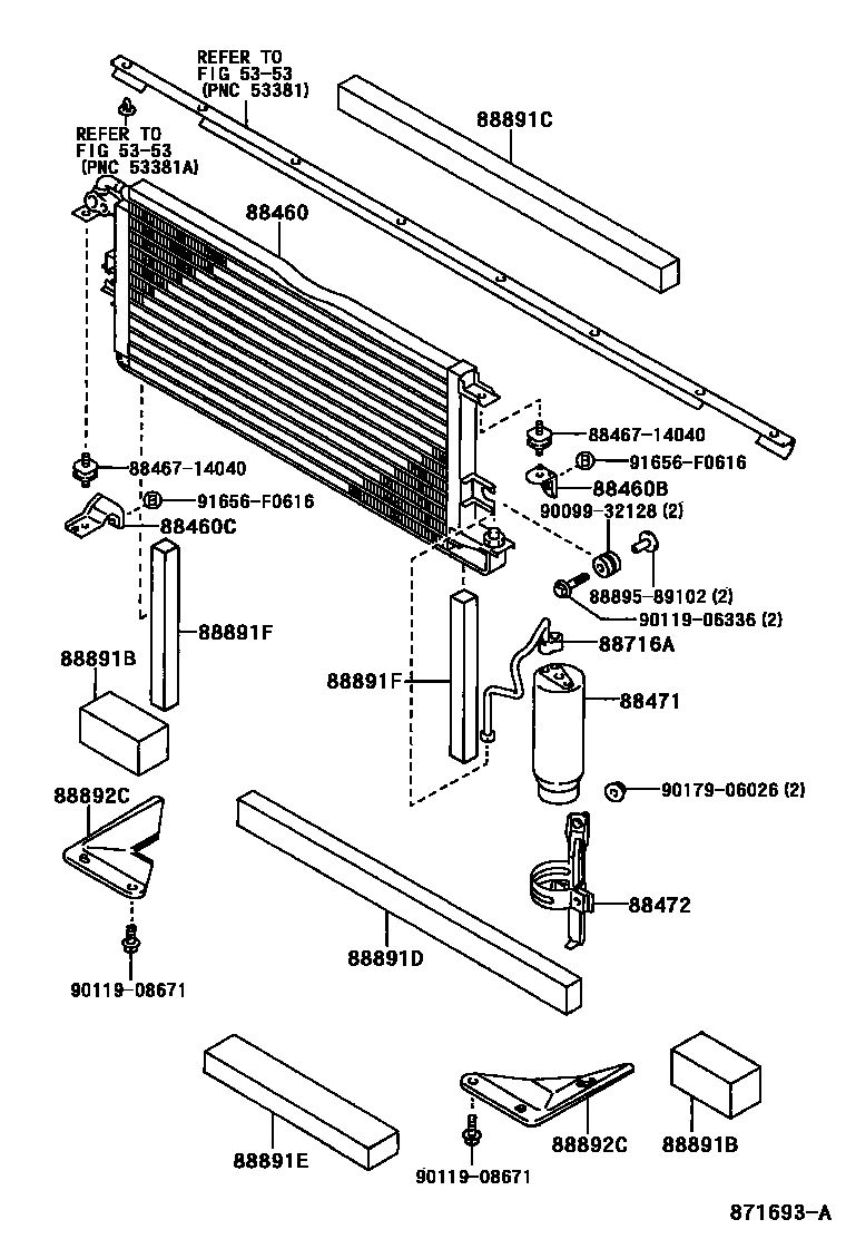 Toyota HILUX Heating & Air Conditioning - Cooler Piping EPC diagram — 871693A