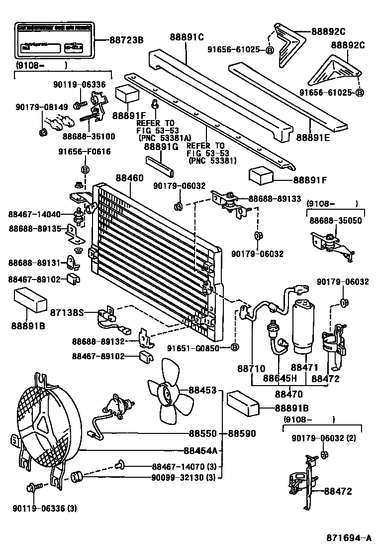 Toyota HILUX Heating & Air Conditioning - Cooler Piping EPC diagram — 871694A