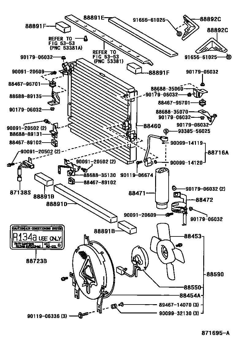 Toyota HILUX Heating & Air Conditioning - Cooler Piping EPC diagram — 871695A