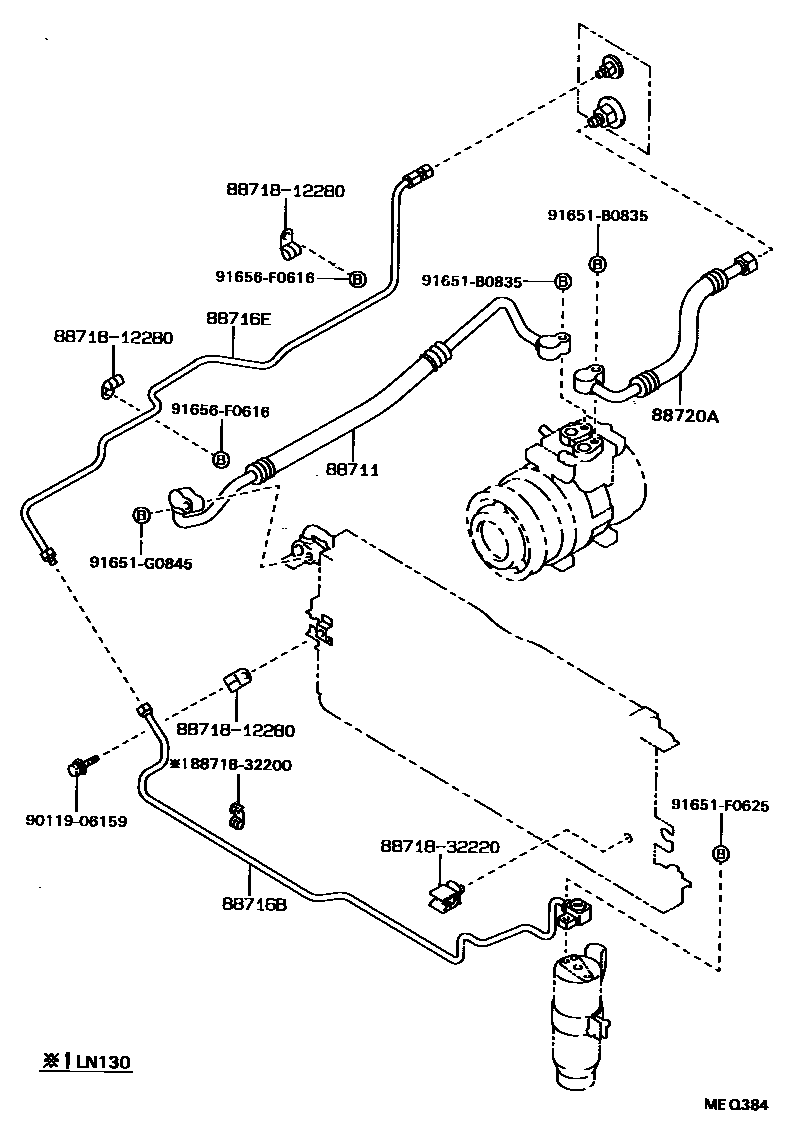 Toyota HILUX Heating & Air Conditioning - Cooler Piping EPC diagram — MEQ384