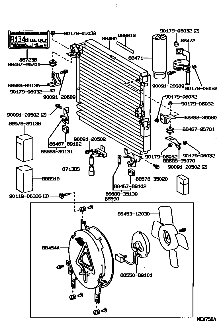 Toyota HILUX Heating & Air Conditioning - Cooler Piping EPC diagram — MEW758A