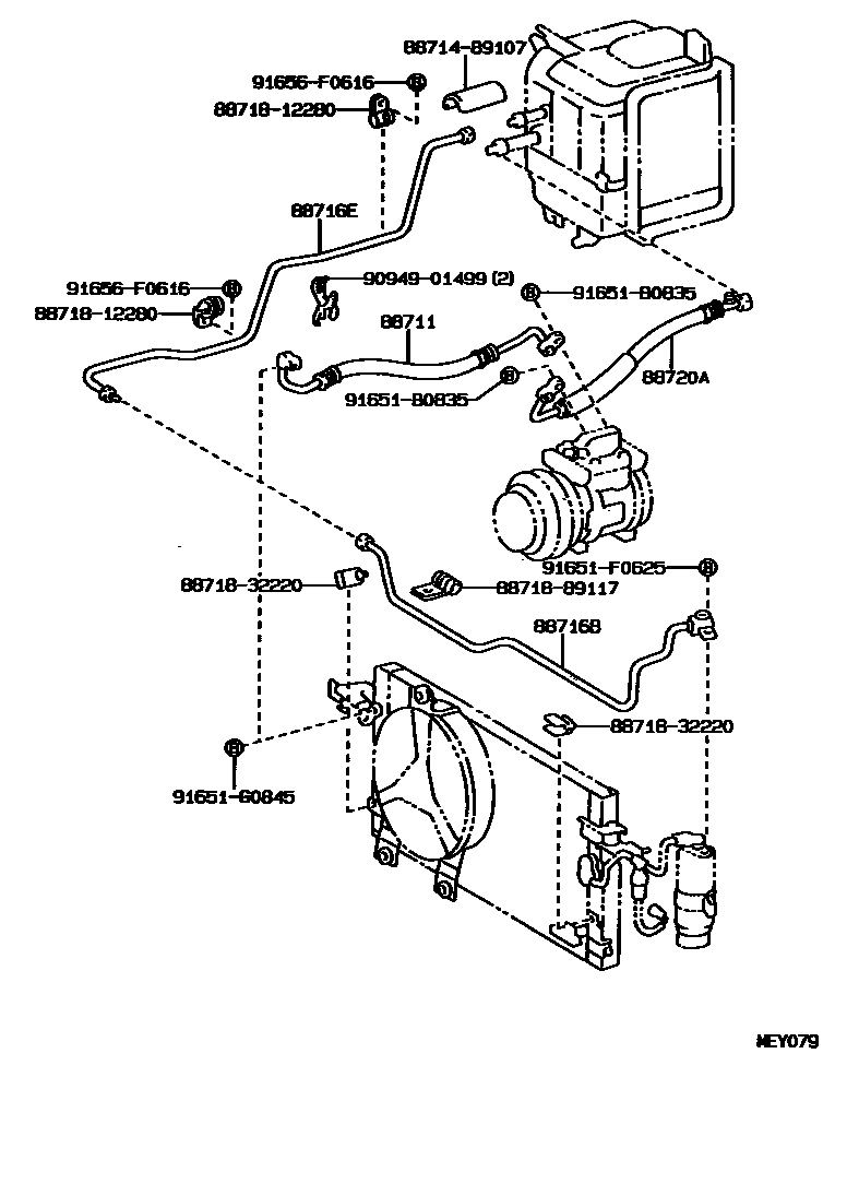 Toyota HILUX Heating & Air Conditioning - Cooler Piping EPC diagram — MEY079