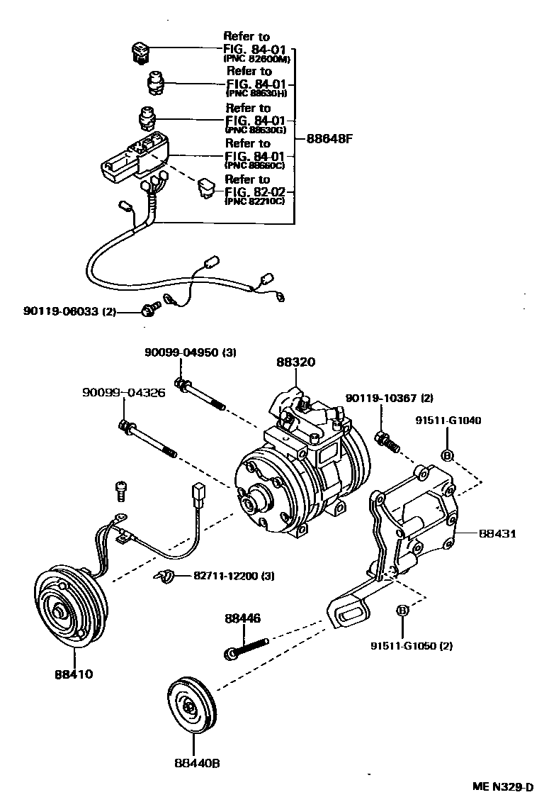 Toyota HILUX Heating & Air Conditioning - Compressor EPC diagram — MEN329D