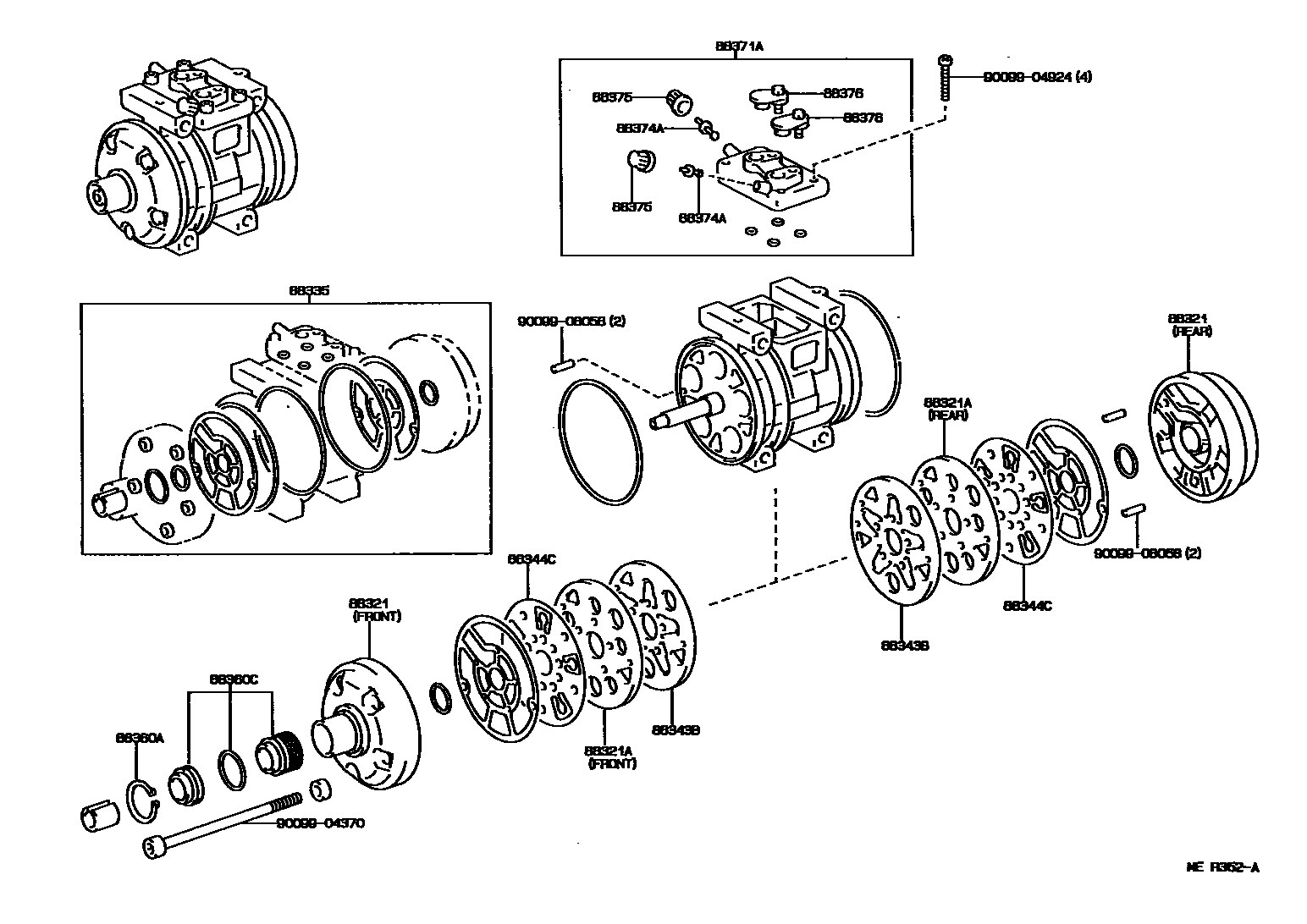 Toyota HILUX Heating & Air Conditioning - Compressor EPC diagram — MER352A