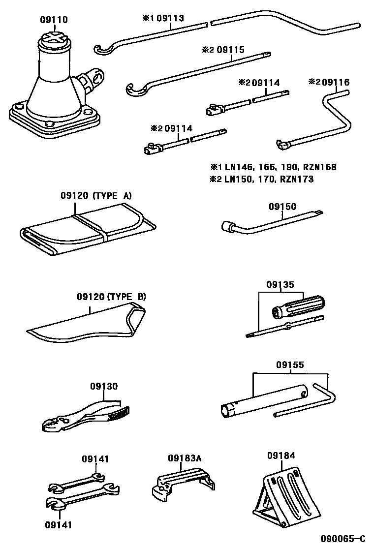 Toyota HILUX Standard Tools EPC diagram — 090065C