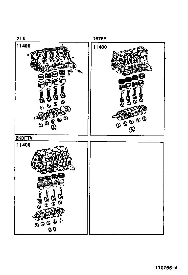 Toyota HILUX Short Block Assembly EPC diagram — 110766A