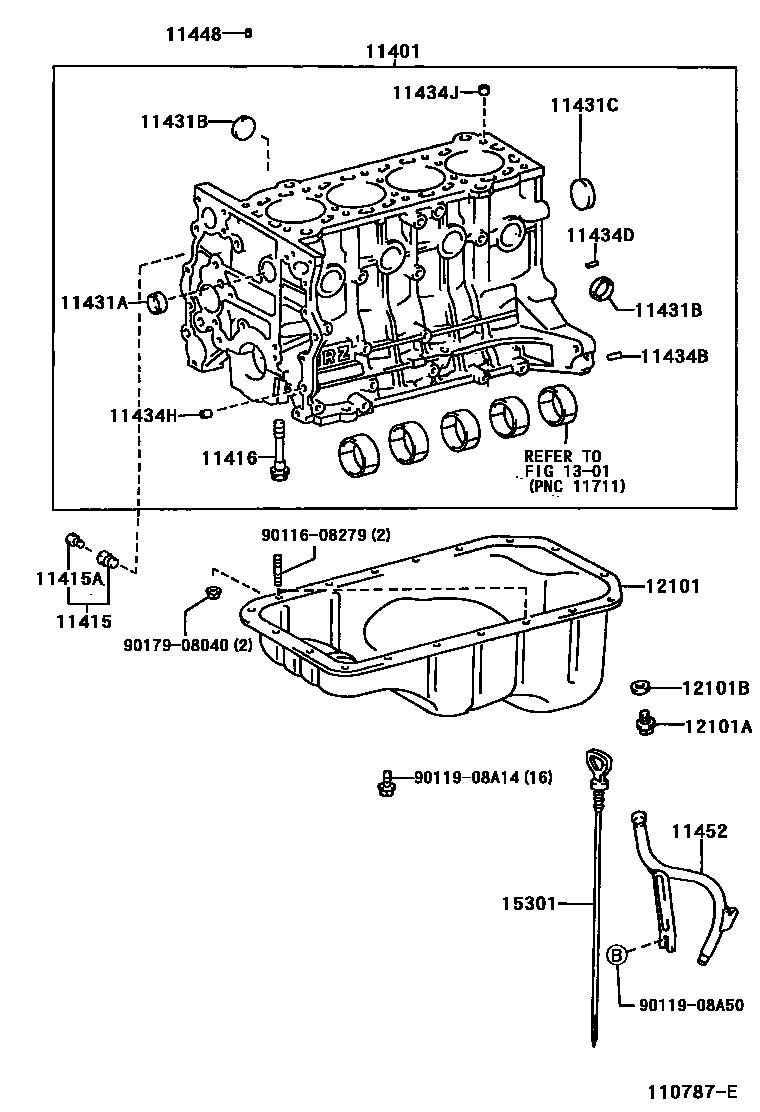 Toyota HILUX Cylinder Block EPC diagram — 110787E