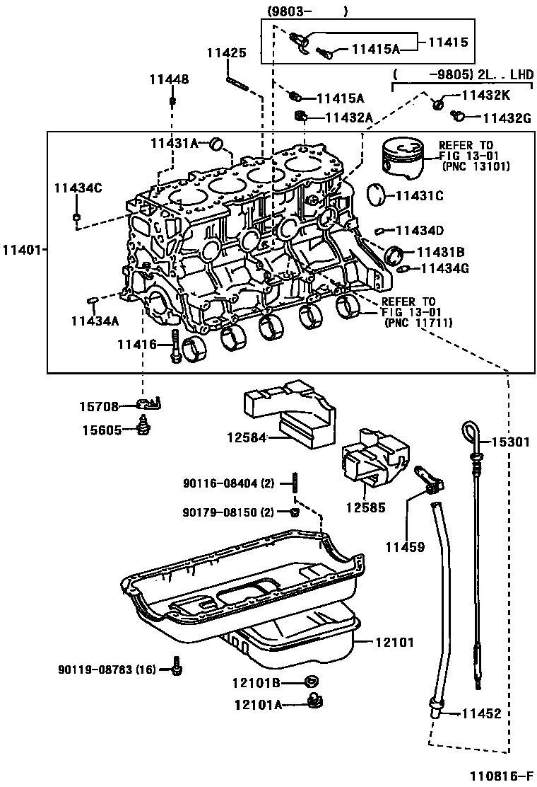 Toyota HILUX Cylinder Block EPC diagram — 110816F