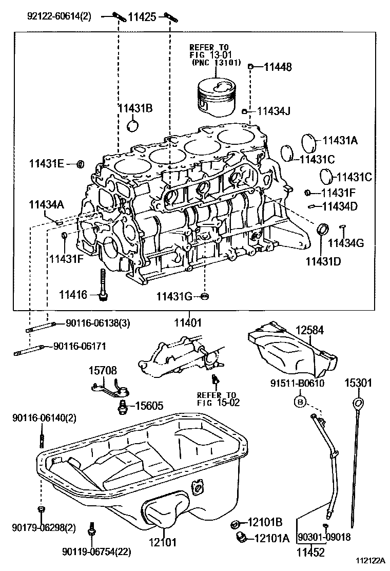 Toyota HILUX Cylinder Block EPC diagram — 112122A