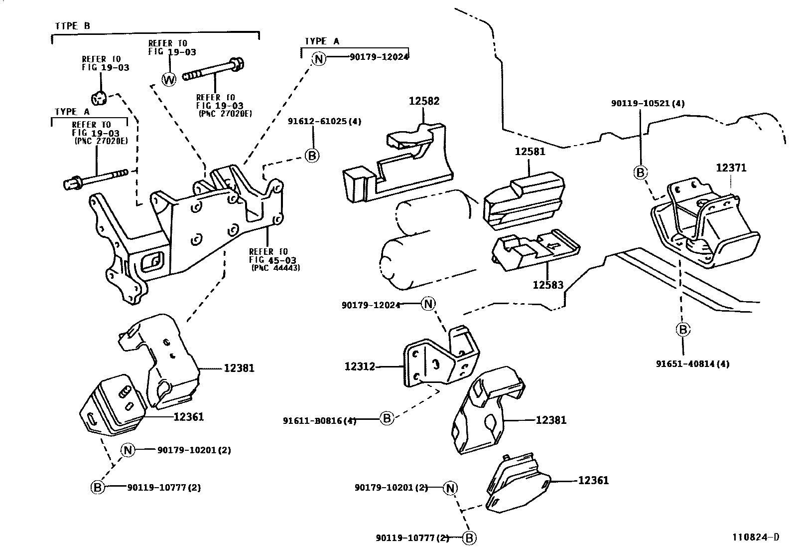 Toyota HILUX Engine Mounting EPC diagram — 110824D