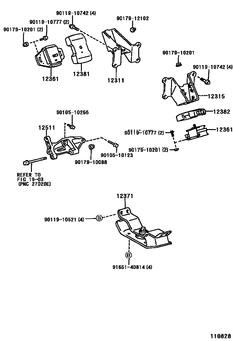 Toyota HILUX Engine Mounting EPC diagram — 110828