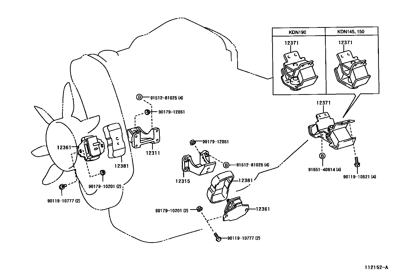 Toyota HILUX Engine Mounting EPC diagram — 112152A