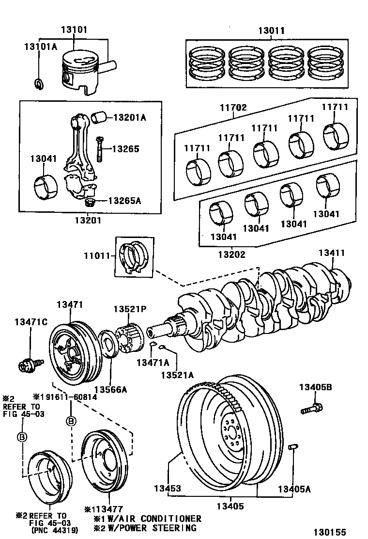 Toyota HILUX Crankshaft & Piston EPC diagram — 130155