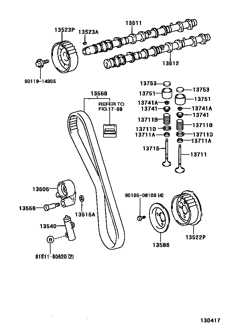 Toyota HILUX Camshaft & Valve EPC diagram — 130417