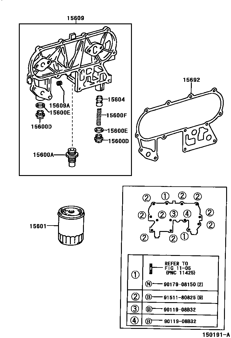 Toyota HILUX Oil Filter EPC diagram — 150191A