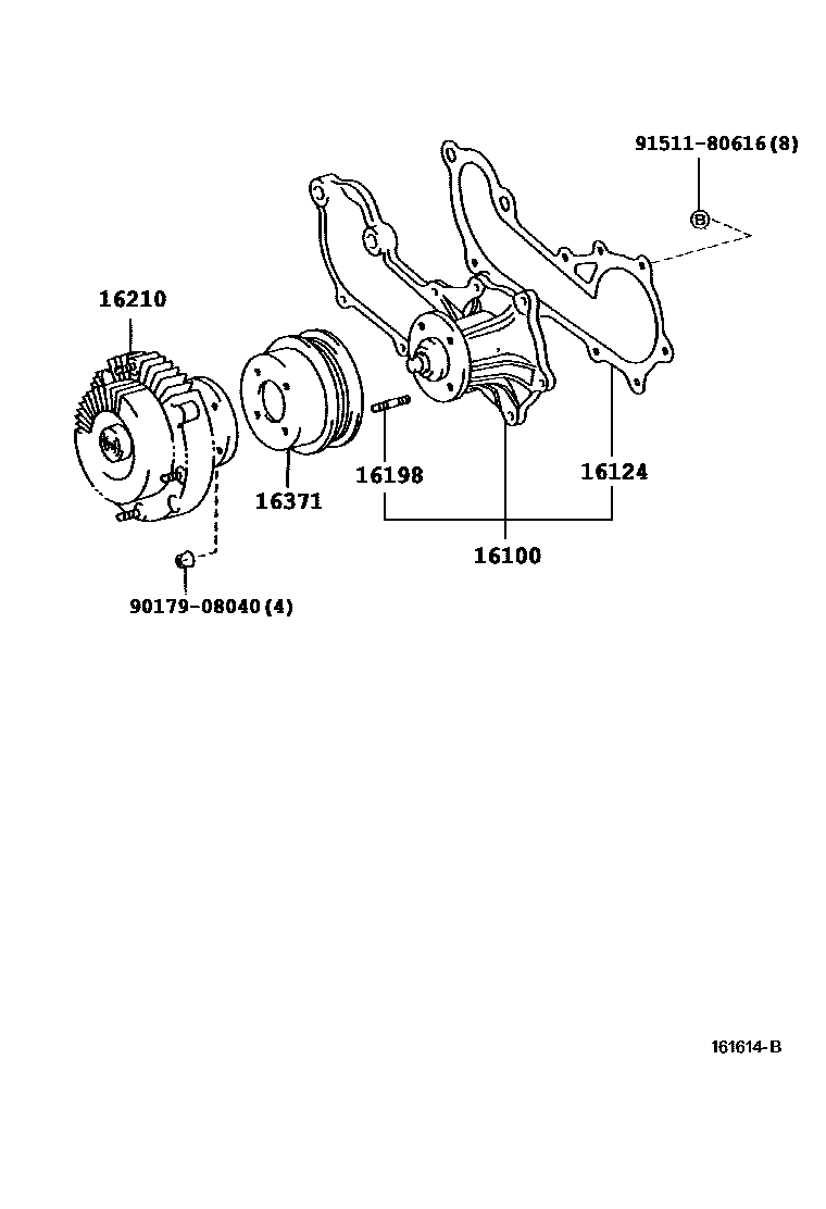 Toyota HILUX Water Pump EPC diagram — 161614B