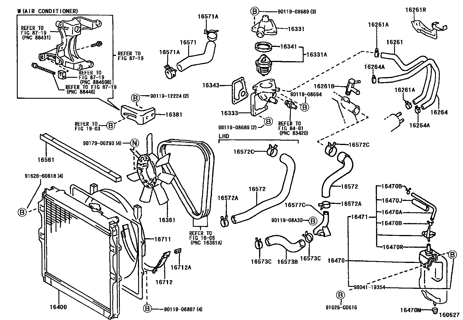 Toyota HILUX RADIATOR & WATER OUTLET EPC diagram — 160627