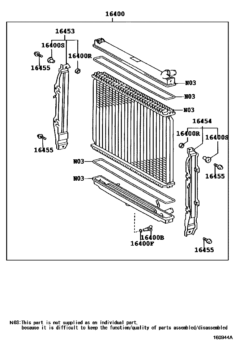 Toyota HILUX RADIATOR & WATER OUTLET EPC diagram — 160944A