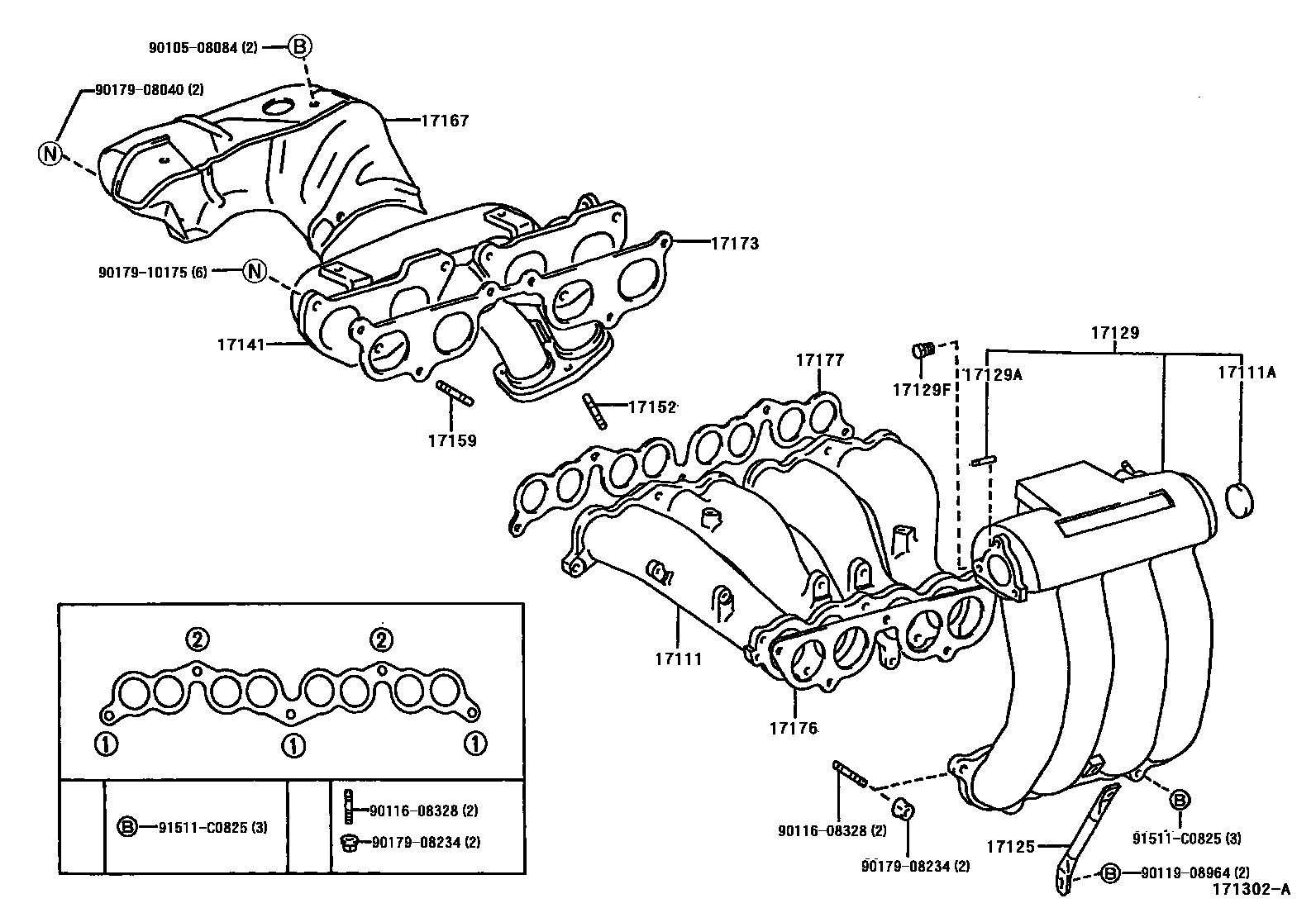 Toyota HILUX Manifold EPC diagram — 171302A