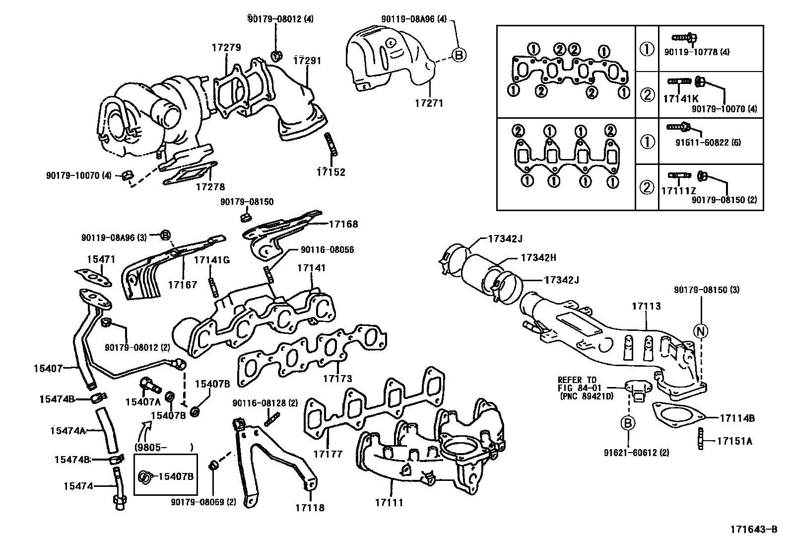 Toyota HILUX Manifold EPC diagram — 171643B