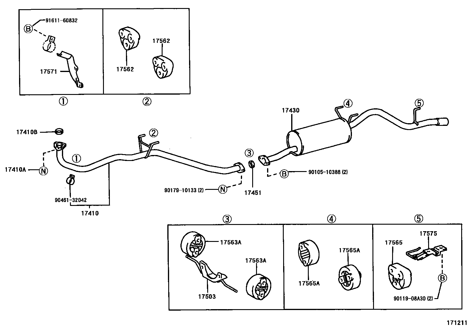 Toyota HILUX Exhaust Pipe EPC diagram — 171211