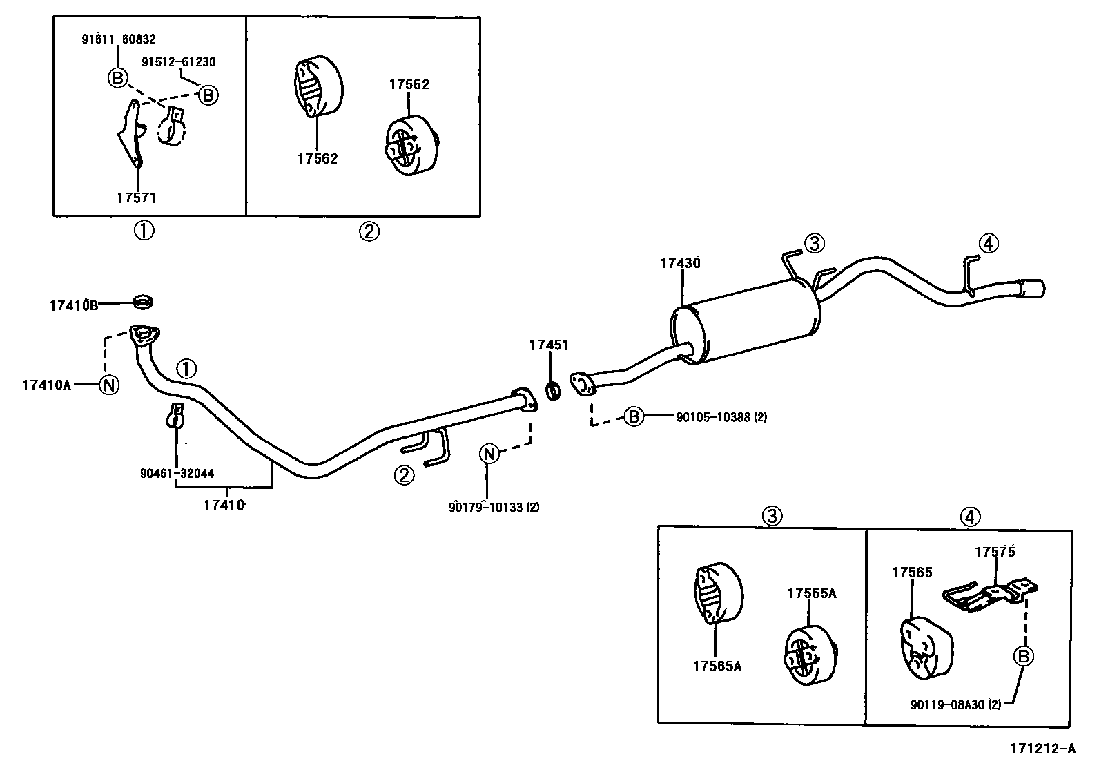 Toyota HILUX Exhaust Pipe EPC diagram — 171212A