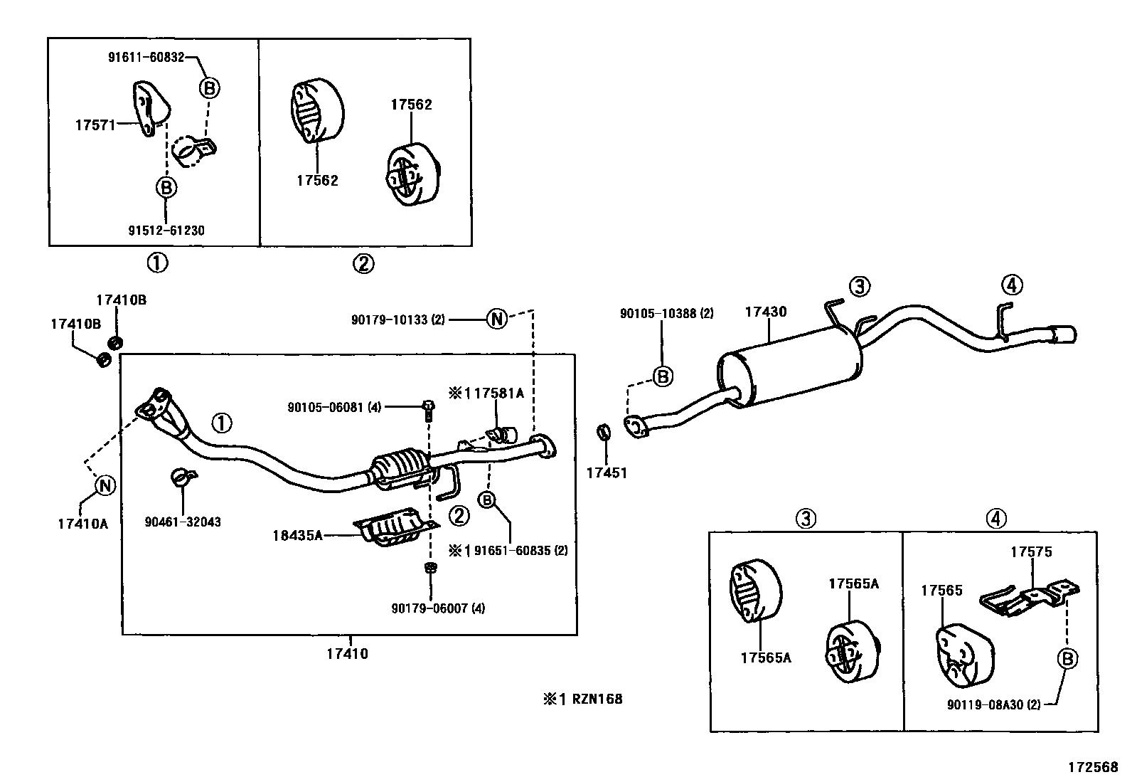 Toyota HILUX Exhaust Pipe EPC diagram — 172568