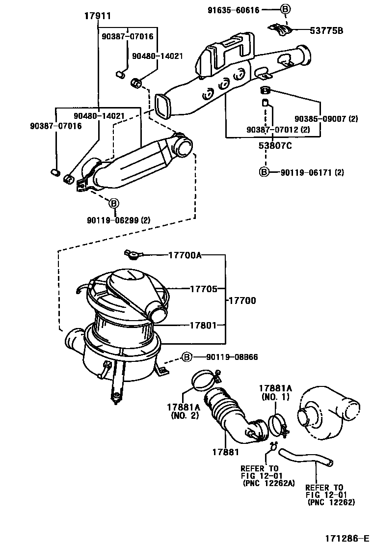 Toyota HILUX Air Cleaner EPC diagram — 171286E