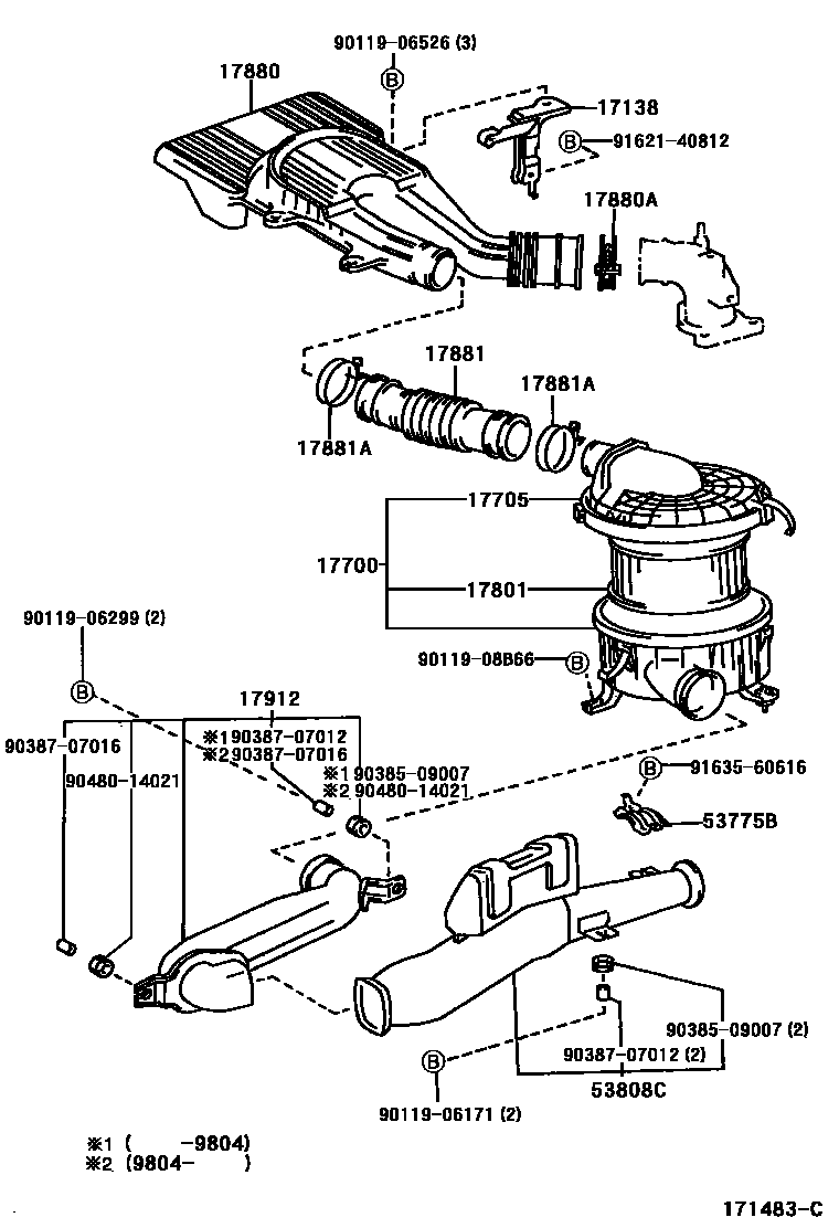 Toyota HILUX Air Cleaner EPC diagram — 171483C