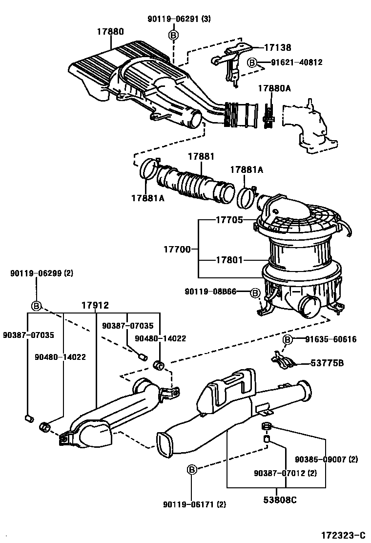 Toyota HILUX Air Cleaner EPC diagram — 172323C