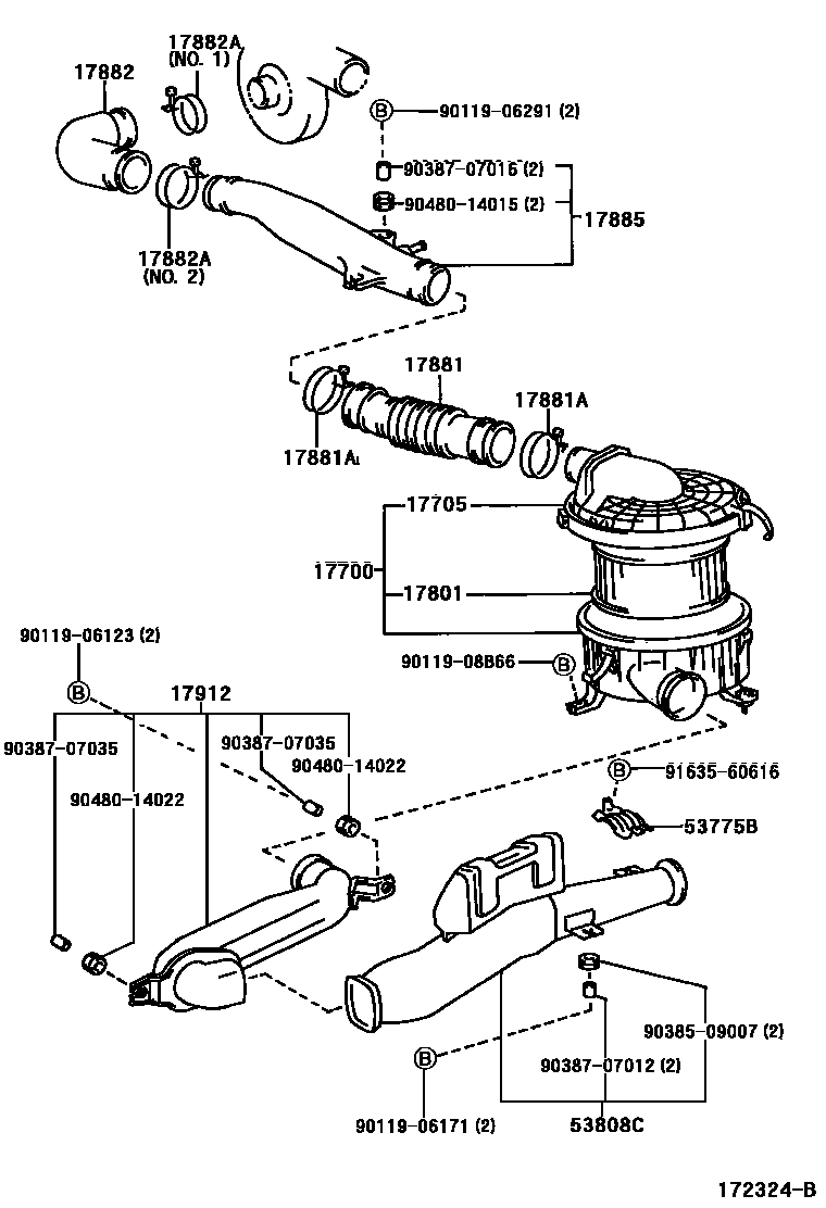 Toyota HILUX Air Cleaner EPC diagram — 172324B