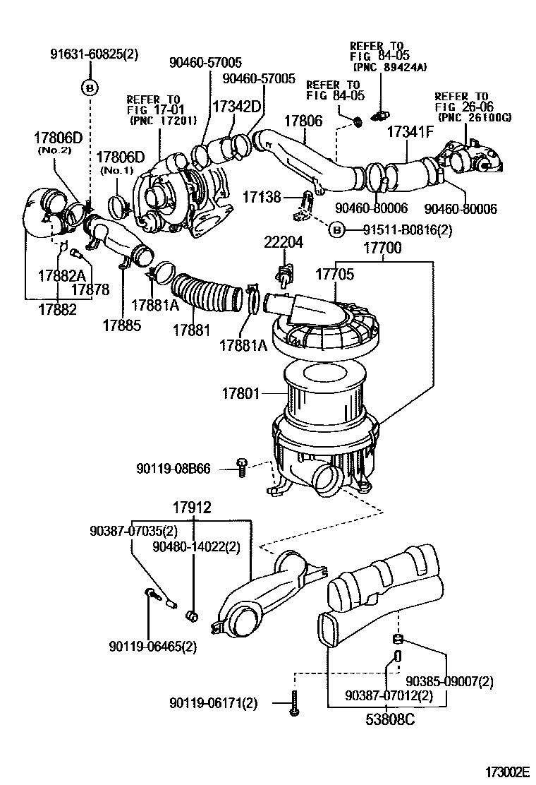 Toyota HILUX Air Cleaner EPC diagram — 173002E