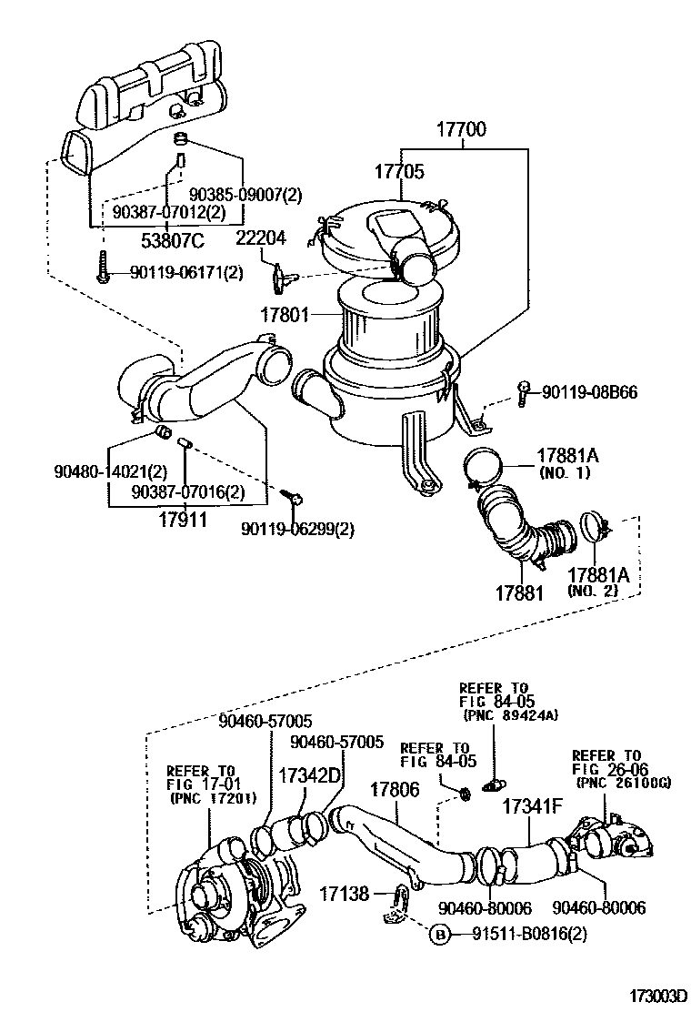 Toyota HILUX Air Cleaner EPC diagram — 173003D