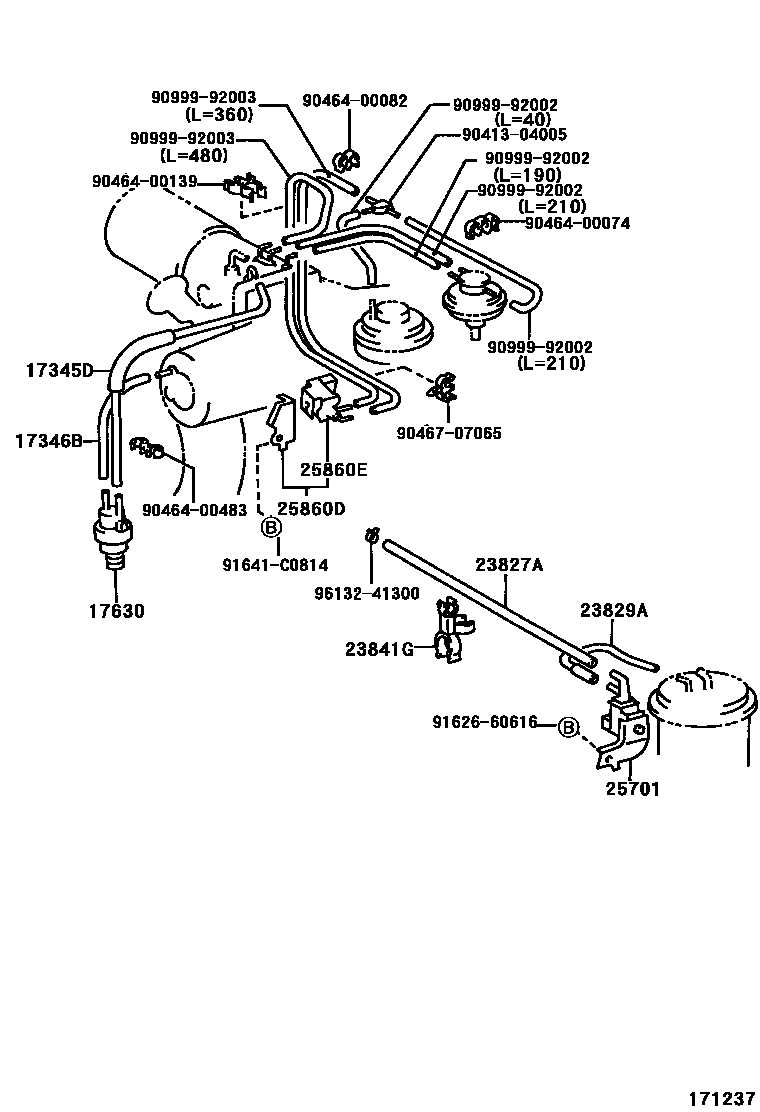 Toyota HILUX vacuum tube EPC diagram — 171237
