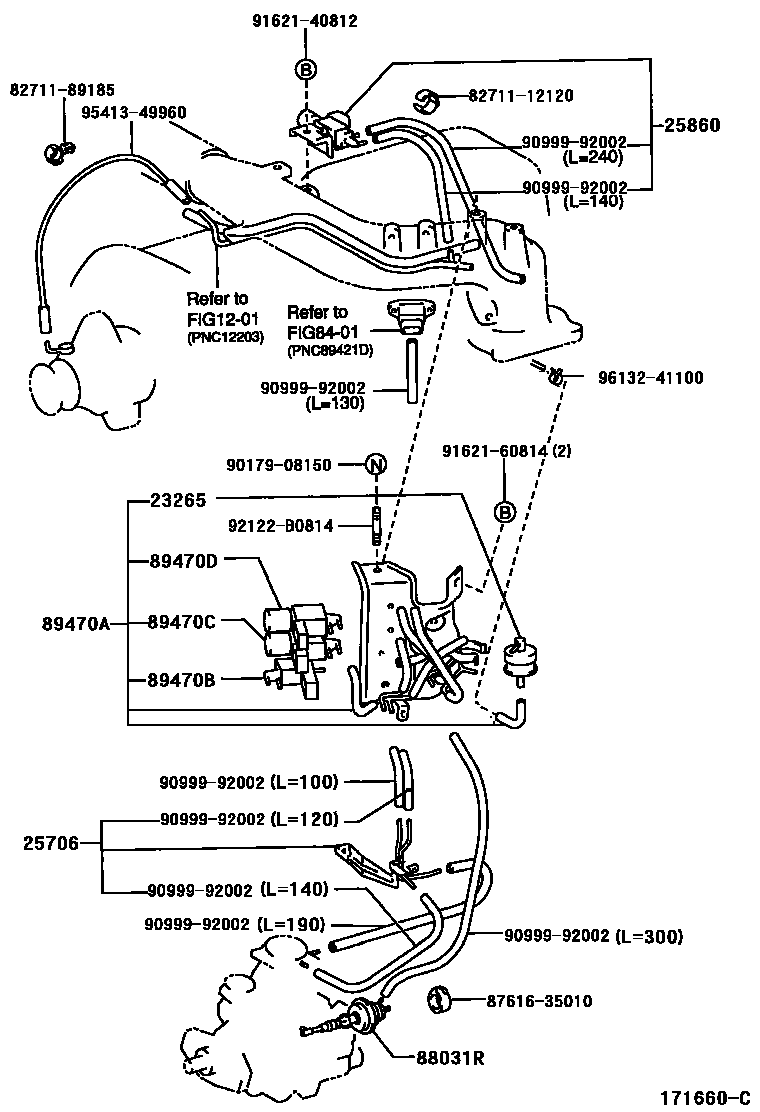 Toyota HILUX vacuum tube EPC diagram — 171660C