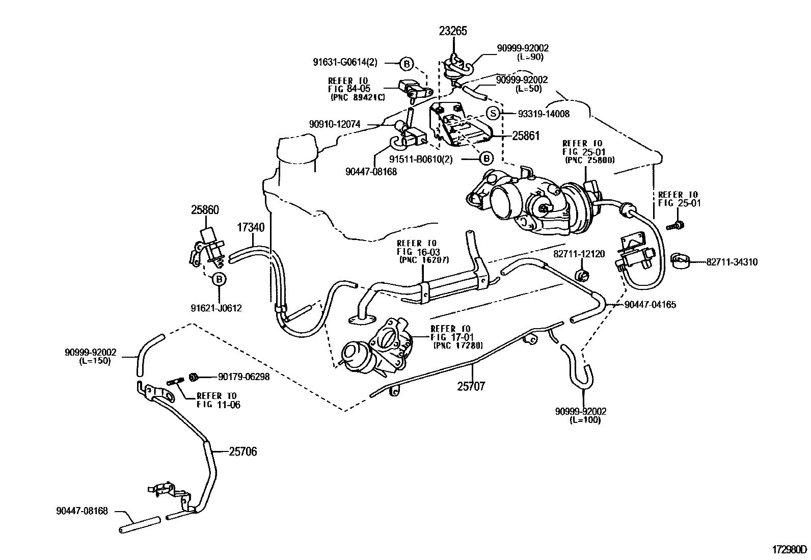 Toyota HILUX vacuum tube EPC diagram — 172980D