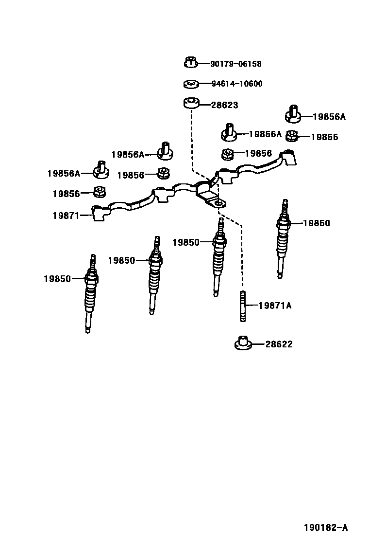 Toyota HILUX 点火线圈和火花塞 EPC diagram — 190182A