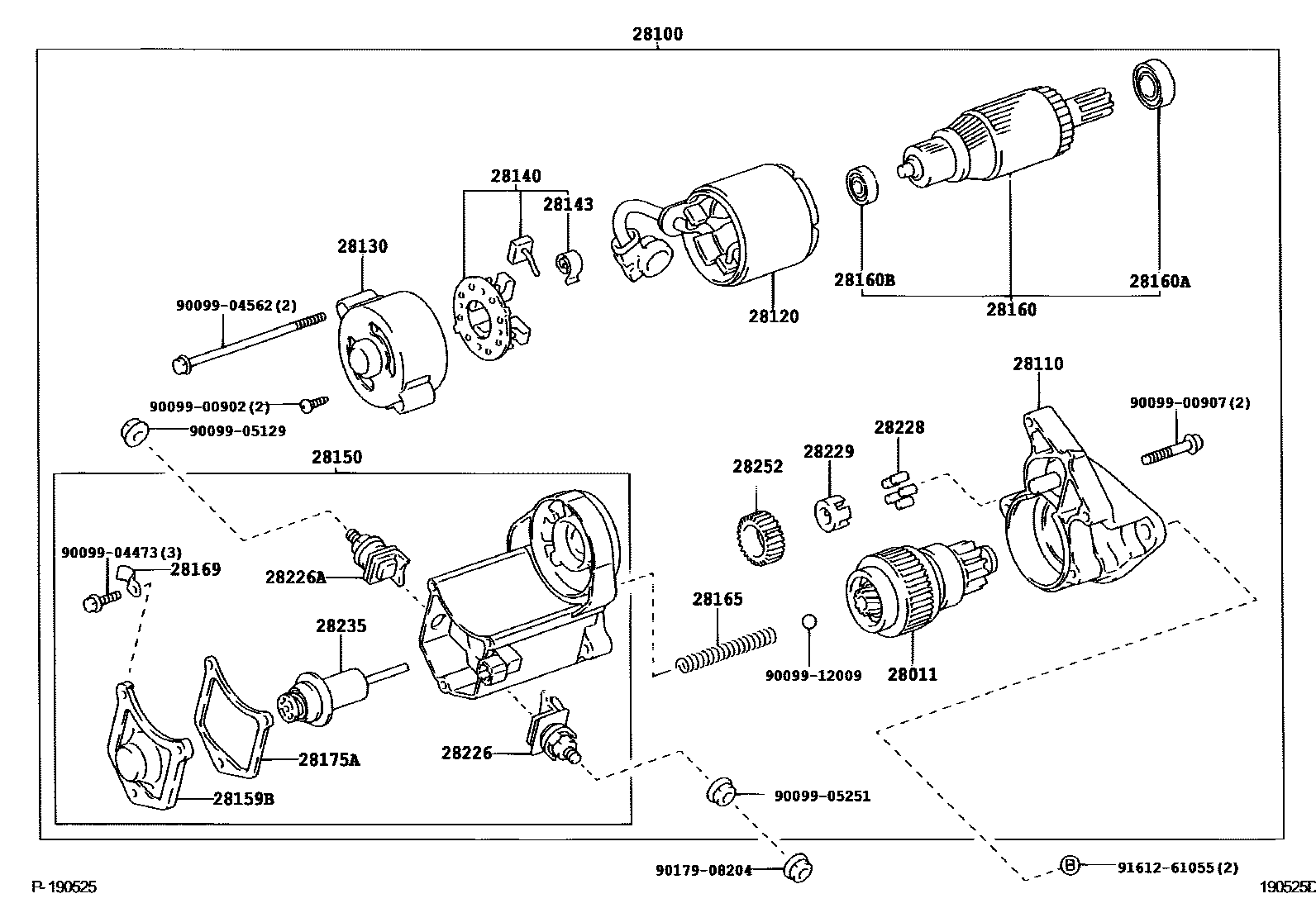Toyota HILUX 起动机 EPC diagram — 190525D