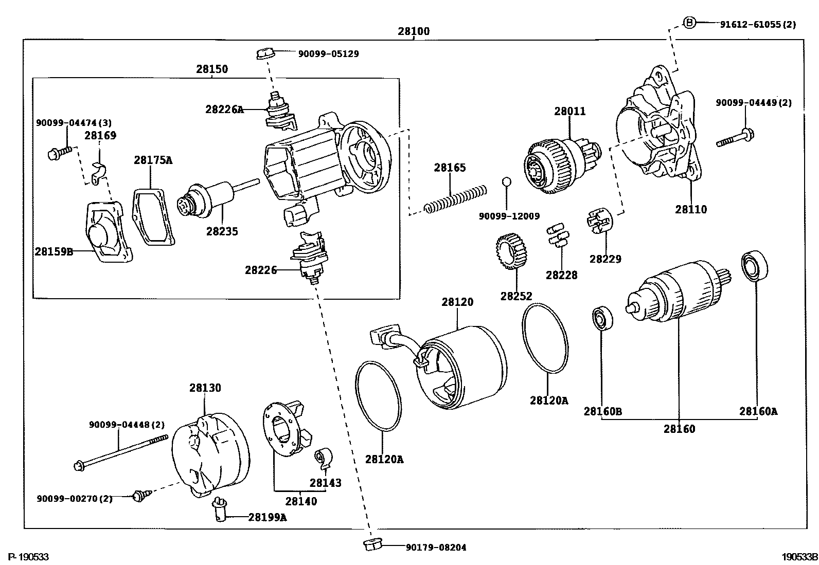 Toyota HILUX 起动机 EPC diagram — 190533B
