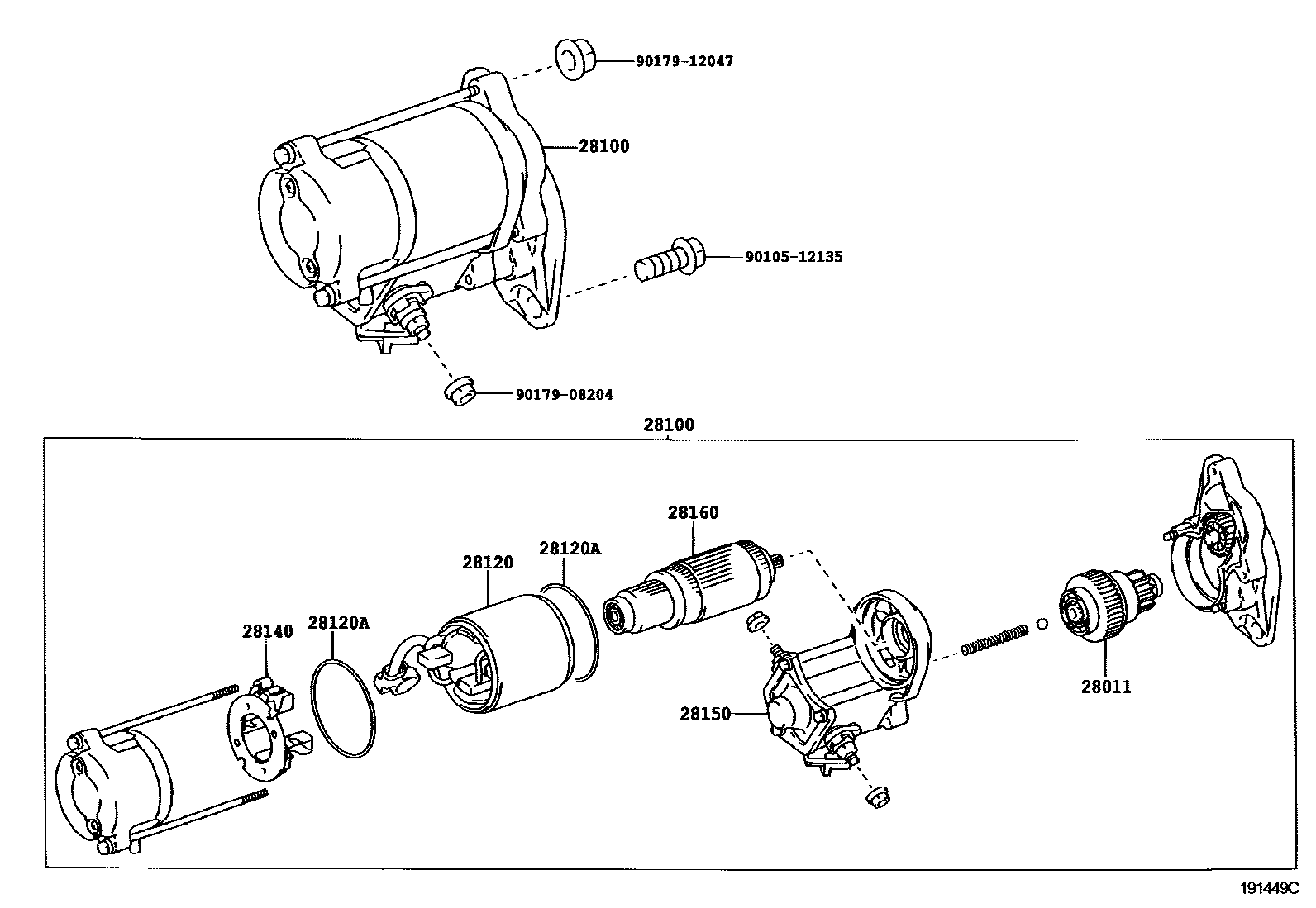 Toyota HILUX 起动机 EPC diagram — 191449C