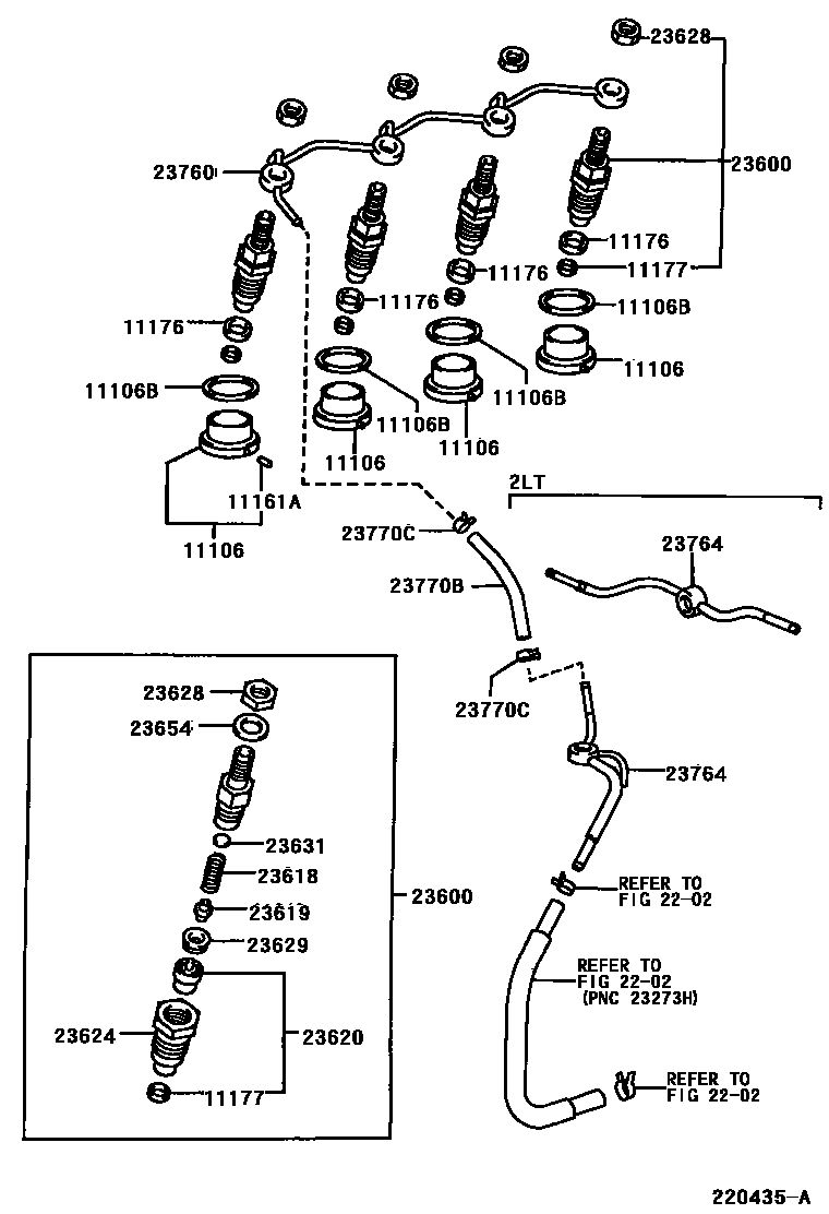 Toyota HILUX 喷油嘴 EPC diagram — 220435A