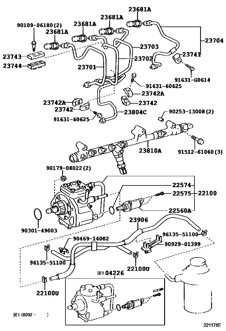 Toyota HILUX 喷油泵总成 EPC diagram — 221171E