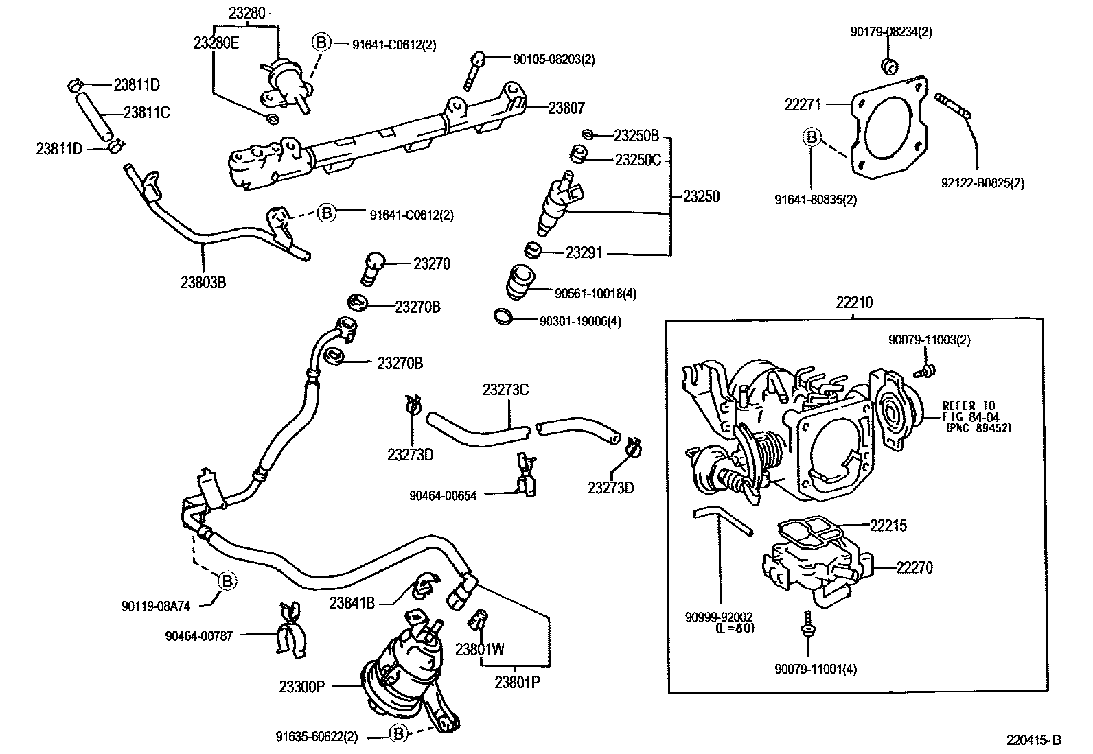 Toyota HILUX 燃油喷射系统 EPC diagram — 220415B