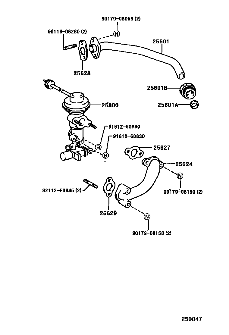 Toyota HILUX 废气再循环系统 EPC diagram — 250047