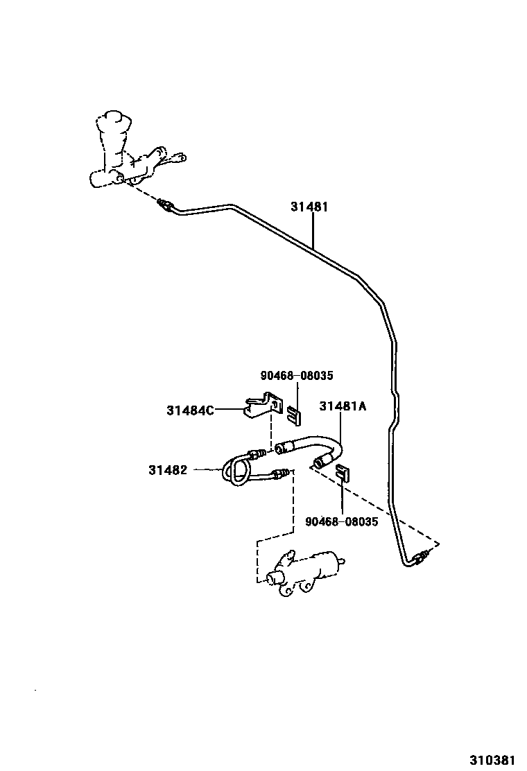 Toyota HILUX 离合器踏板和挠性软管 EPC diagram — 310381